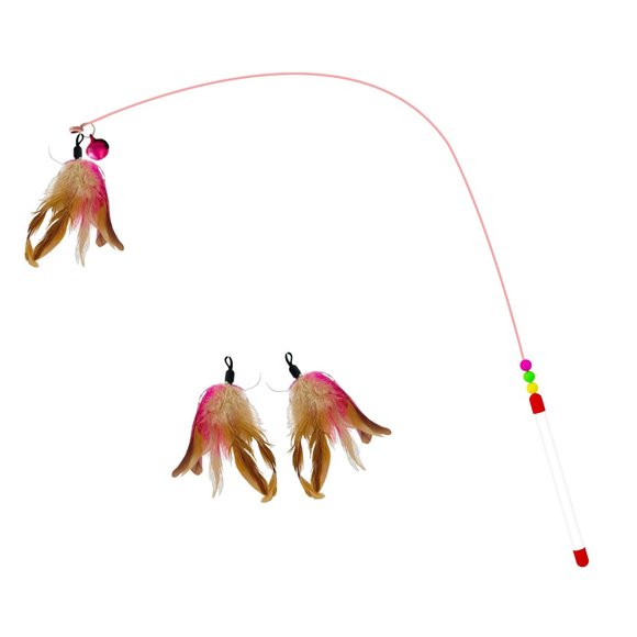 Brand New Cat Feather Interactive Toy Set with 3 Replacements and 1 Wand - Picture 3 of 12